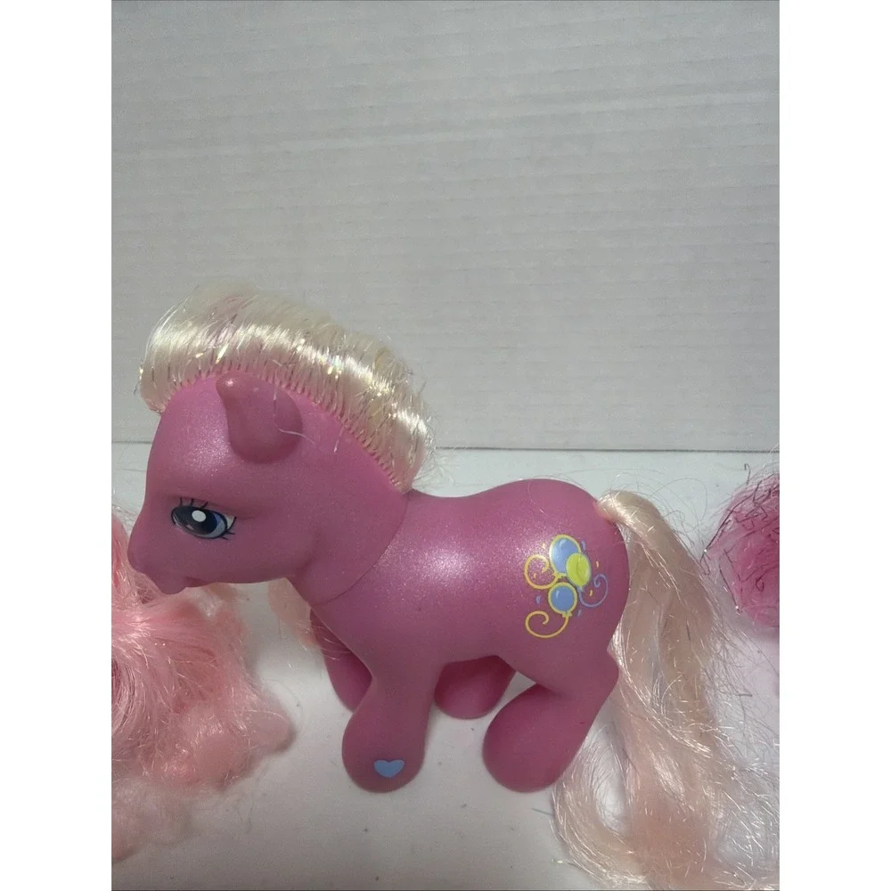 My Little Pony G3 Figure Lot ©2004 Hasbro Pink & Purple Ponies Tinsel Hair‎